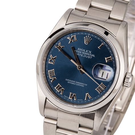 rolex datejust 16200 blue roman for sale|Rolex Datejust 16200 review.